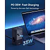 Baseus 35 W USB C Power Strip GaN5 Charger 3-Way Socket with Switch, 3 AC + 2 USB C + 2 USB A, Portable PD Charger for MacBook, iPad, iPhone 15/14/13/12, Galaxy, Game, Home, Office