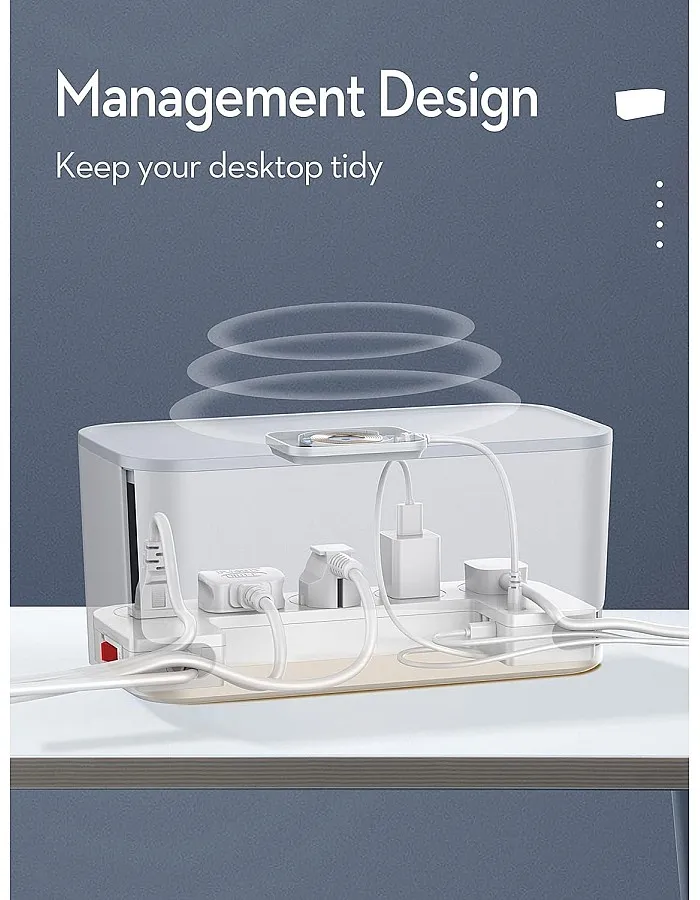 LDNIO SCW5354 Management Power Strip Box 5 port 3USB Wireless Charger Power Cord 2M - White