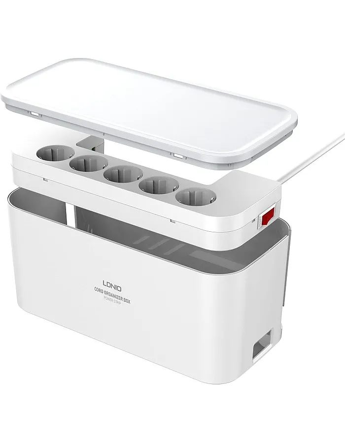 LDNIO SCW5354 Management Power Strip Box 5 port 3USB Wireless Charger Power Cord 2M - White