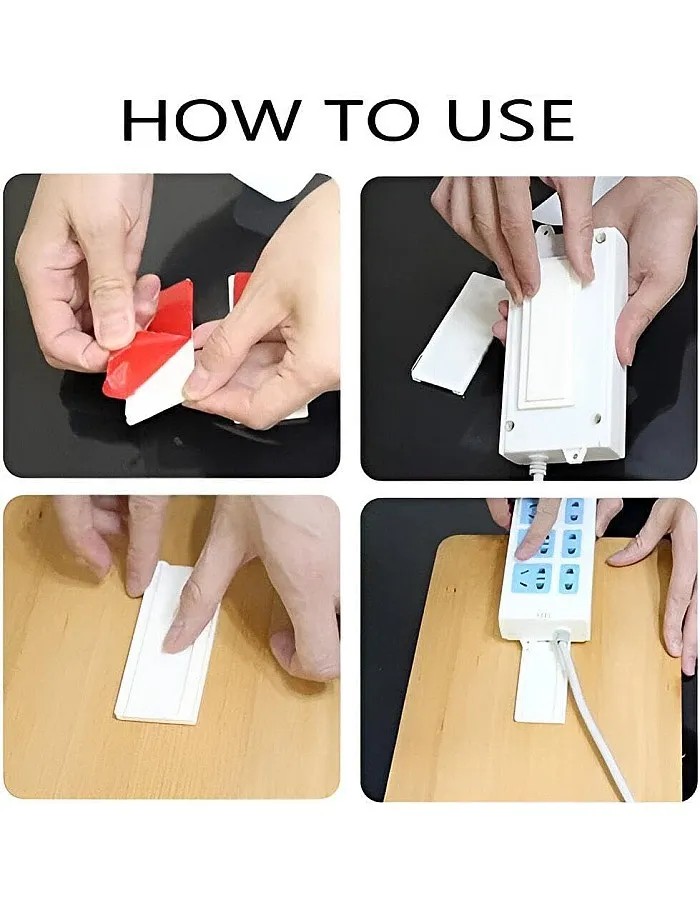 Punch-Free Self Adhesive Electrical Connector, Wall Plug Adapter, Reusable Wall Mount or Desk, Ideal for Wi-Fi Devices, Remote Controls, Tissue Box Storage