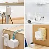 Punch-Free Self Adhesive Electrical Connector, Wall Plug Adapter, Reusable Wall Mount or Desk, Ideal for Wi-Fi Devices, Remote Controls, Tissue Box Storage