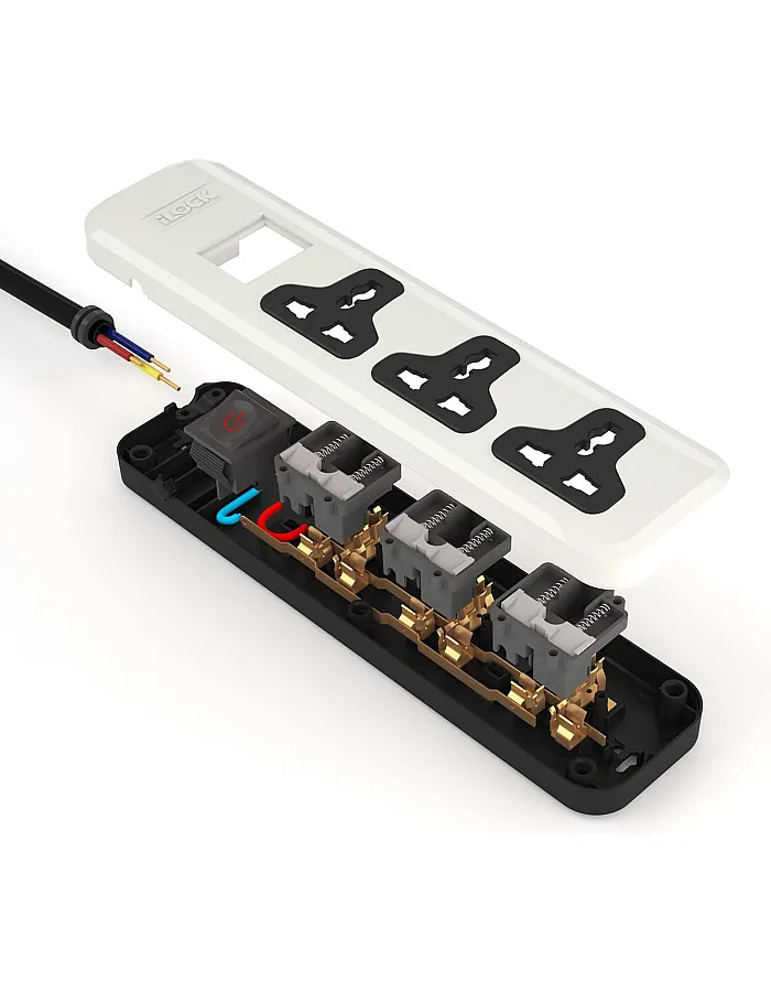 iLOCK power strip 3 universal outlets with switch (white)