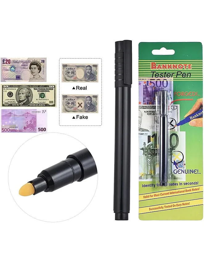 Counterfeit Currency Detector Pen – Portable Banknote Finder Tool for Examining US Dollar, Euro, GBP, JPY, Korean Won