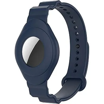 Next Store Colorful Silicone Band Compatible with AirTag, Adjustable Wrist Strap for Kids and Toddlers, Anti-Lost Protector, Waterproof Strap with Comfortable and Secure Protective Cover (Navy)