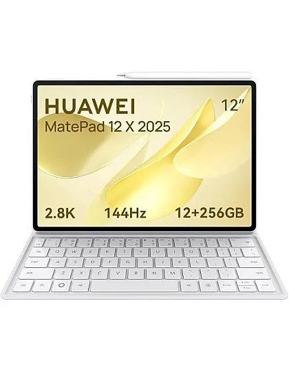 HUAWEI MatePad 12X 2025 Tablet 2.8K 12-inch 1000nits display, 144Hz, 12+256GB, 10100 mAh Battery, 66W SuperCharge, WiFi 7, WPS Office, 6 Speakers, UItra-light Keyboard + Free M-Pencil Pro, White