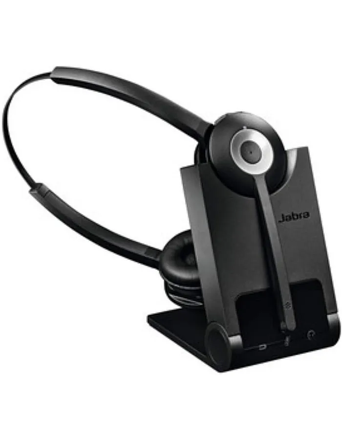Jabra Pro 920 DECT Wireless On-Ear Stereo Headset - HD Voice and Noise Cancelling - All Day Battery Life - For Use with Desk Phones in Europe - EU Plug, Black Headphones Headset