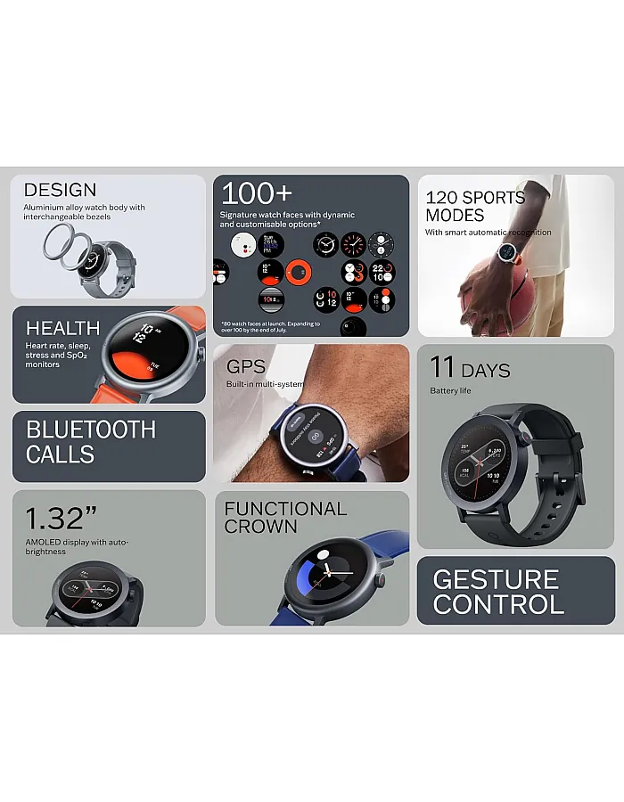 CMF by Nothing Watch Pro 2, 1.96" Ultra-Clear AMOLED Smartwatch, Advanced Health Monitoring, AI Features, Dark Grey