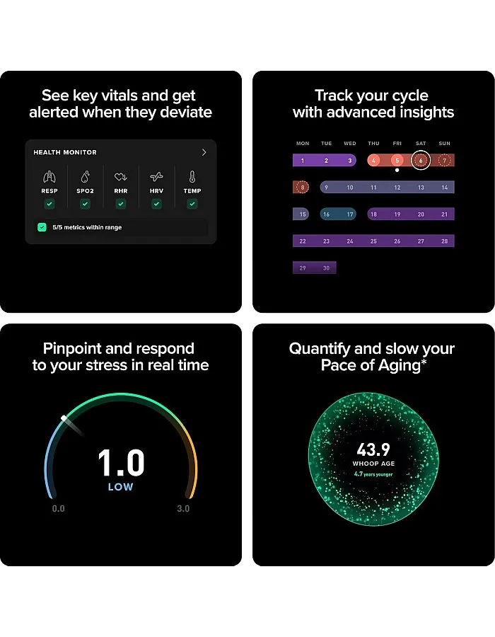 WHOOP Peak 12 Month Subscription, Wearable Health & Fitness 5.0, Activity and Sleep Monitoring 24/7, with FC, VFC, Stress Control, Personalized Training, Healthy Life Expectancy