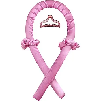 Heatless Curling Iron - Satin & Rubber Material - Creates Beautiful Curls Overnight - No Heat Required, Pink
