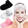 THE PACK 3 Cosmetic Headband Adjustable Spa Face Bandanas Stretchy Terry Cloth Face Wash Shower Face Mask Yoga Sports Headband with Magic Tape for Women (Multi_A)