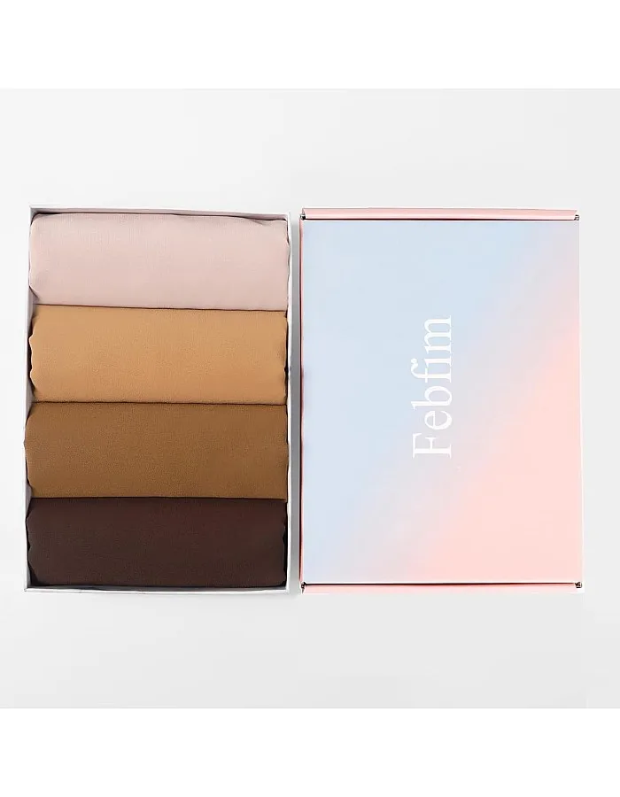 Febfim 4 PCS Muslim Women Soft Premium Solid Chiffon Hijab Scarves Shawl Long Scarf Wrap Scarves with Gift Box