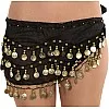 The Turkish Emporium Chiffon 3 Row Belly Dance Hip Scarf Coin Belt with 128 coins