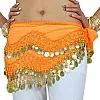 The Turkish Emporium Chiffon 3 Row Belly Dance Hip Scarf Coin Belt with 128 coins