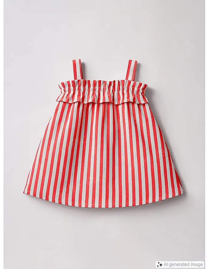 LC WAIKIKI S5K106Z1-LFA-1 baby Linen 100% Cotton Square Collar Regular Dresses - Baby Girls