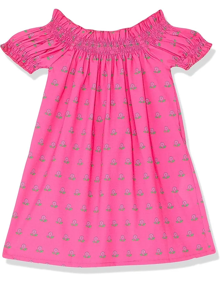 Naga Homme girls A shap Off shoulder w/smoked elastic Printed dress Casual Dress