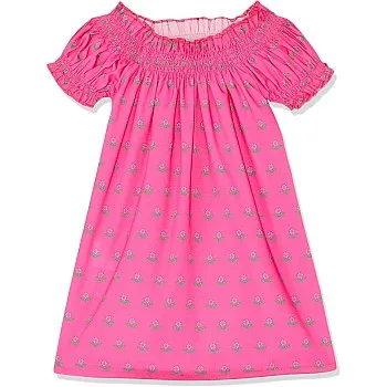 Naga Homme girls A shap Off shoulder w/smoked elastic Printed dress Casual Dress