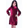 Pearl Slim Dress for Girls, Velvet Long Sleeve (RED, BLACK, EMERALD GREEN, NAVY BLUE AND DEEP FUCHSIA)