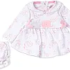 lovely land girls white dress with pink all over print Dress