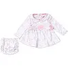 lovely land girls white dress with pink all over print Dress
