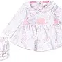 lovely land girls white dress with pink all over print Dress
