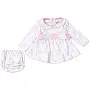 lovely land girls white dress with pink all over print Dress