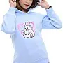 AKY Printed Girls Hoodies Cotton Melton Baby Blue