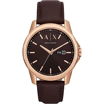 Armani Exchange Casual for Men, QUARTZ/3 HAND DAY-DATE Movement, Display, BROWN Strap-AX1740