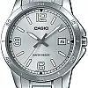 Casio MTP-V004D-7B2UDF Stainless Steel Silver Striped Dial Tachymeter Bezel Round Analog Watch for Men - Silver