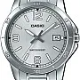 Casio MTP-V004D-7B2UDF Stainless Steel Silver Striped Dial Tachymeter Bezel Round Analog Watch for Men - Silver