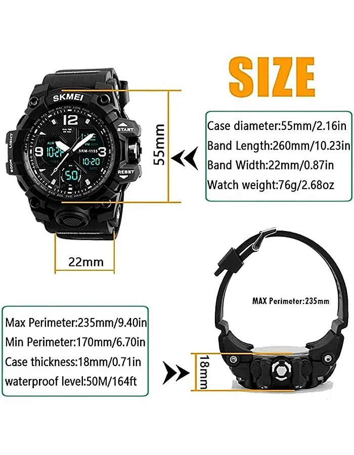 Skmei Men's and Women's Sport Watch Quartz Waterproof Wristwatches 1155B