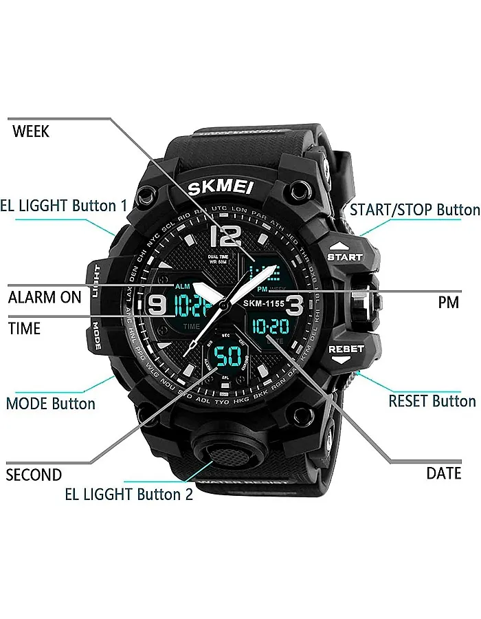 Skmei Men's and Women's Sport Watch Quartz Waterproof Wristwatches 1155B