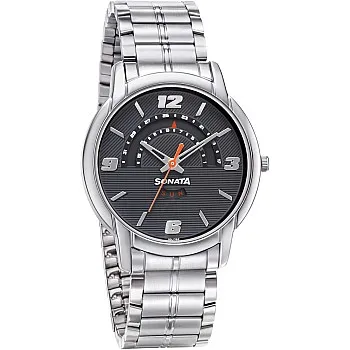 Sonata Watch for Men, Automatic Movement, Analog Display, Silver Metal Strap-NR77031SM06