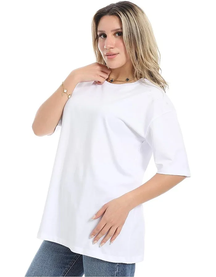 تيشرت بتصميم غربي سادة سهل الارتداء بمقاس كبير للنساء من اندورا