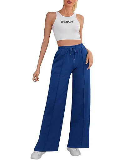 Sport Sweatpants Wide Leg With Line – High Waist - Side Pockets Drawstring Pants Women Sports wear