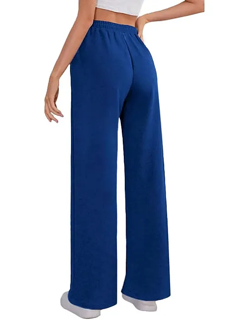 Sport Sweatpants Wide Leg With Line – High Waist - Side Pockets Drawstring Pants Women Sports wear