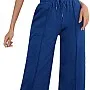 Sport Sweatpants Wide Leg With Line – High Waist - Side Pockets Drawstring Pants Women Sports wear