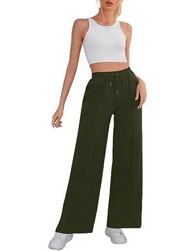Sport Sweatpants Wide Leg With Line – High Waist - Side Pockets Drawstring Pants Women Sports wear