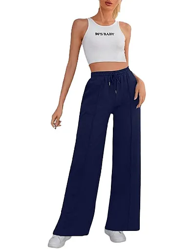 Sport Sweatpants Wide Leg With Line – High Waist - Side Pockets Drawstring Pants Women Sports wear