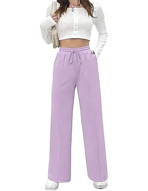 Sport Sweatpants Wide Leg With Line – High Waist - Side Pockets Drawstring Pants Women Sports wear
