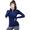 Sport Top - long sleeve t-shirt Half Zipper Thumb Hole Sports T-shirts for women