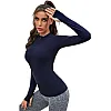 Sport Top - long sleeve t-shirt Half Zipper Thumb Hole Sports T-shirts for women