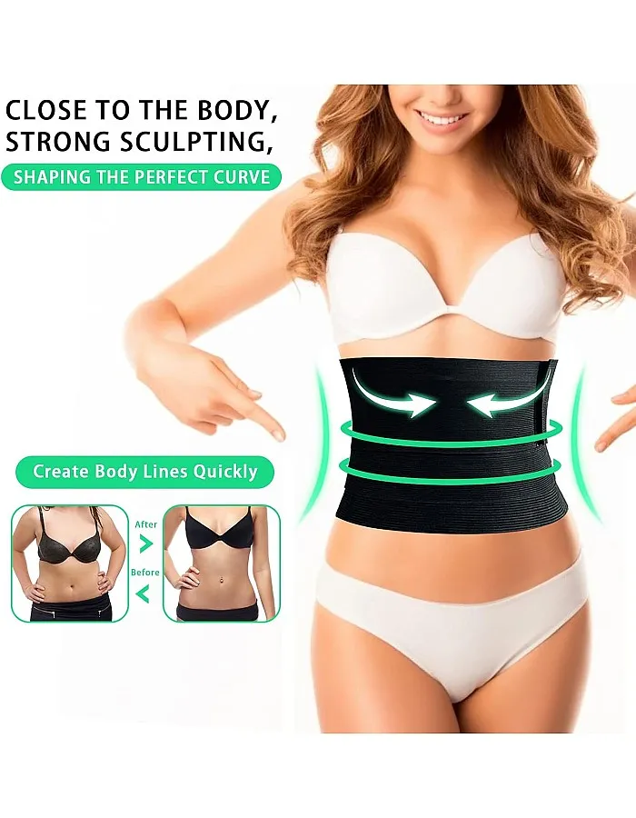 Waist Trainer for Women, TunTenDo Me Up Bandage Wrap, Adjustable Wrapped Lumbar Support Belt, Body Shaper, Comfortable Back Brace for Lower Back Pain Relief (Black)