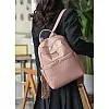 Pink Women Backpack, Faux Leather, Padded Design, with Decorative Shoulder Strap