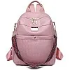 Pink Women Backpack, Faux Leather, Padded Design, with Decorative Shoulder Strap