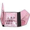 RARITYUS Shiny Metallic Small Wallets for Women Crocodile Pattern Purse Credit Card Holder Slim Clutch Wallet, Pink, one size