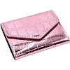 RARITYUS Shiny Metallic Small Wallets for Women Crocodile Pattern Purse Credit Card Holder Slim Clutch Wallet, Pink, one size