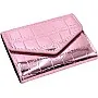 RARITYUS Shiny Metallic Small Wallets for Women Crocodile Pattern Purse Credit Card Holder Slim Clutch Wallet, Pink, one size