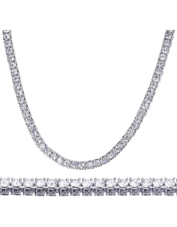 metaltree98 16" Choker Tennis Necklace Fashion Lab Diamond Silver Plated Solitaires Chain Women's Rapper Hip Hop