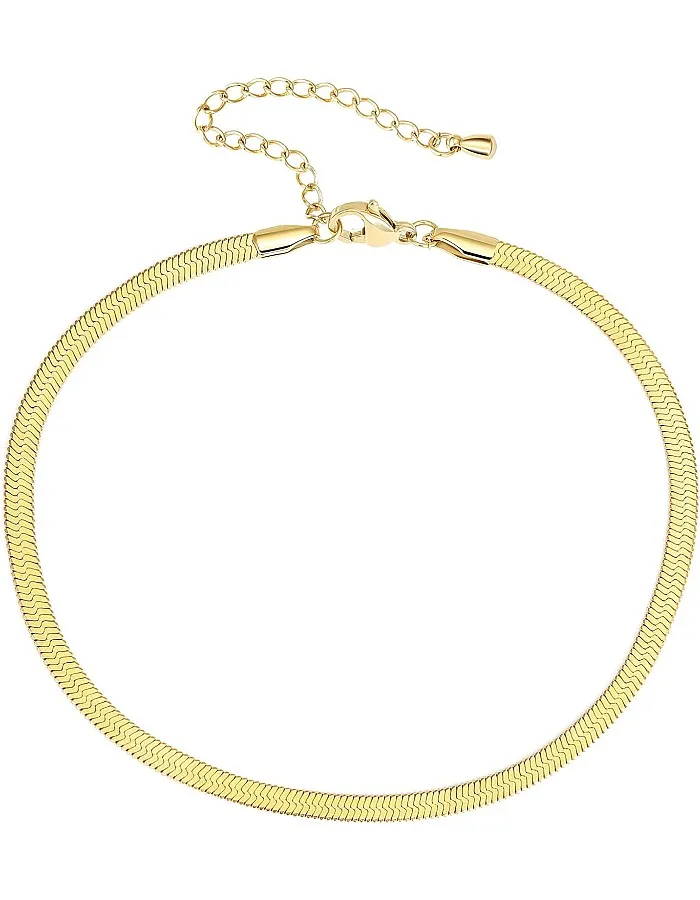 sovesi Gold Ankle Bracelets for Women Stainless Steel Flat Snake Chain Link Gold Anklet Dainty Beach Anklets for Women, stainless steel