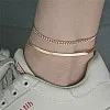 sovesi Gold Ankle Bracelets for Women Stainless Steel Flat Snake Chain Link Gold Anklet Dainty Beach Anklets for Women, stainless steel